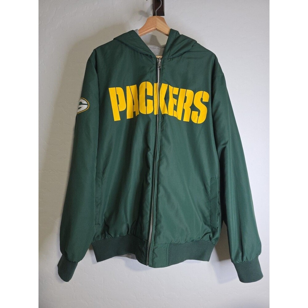 Green Bay Packers Reversible Full Zip Hoodie Sweatshirt Jacket Large